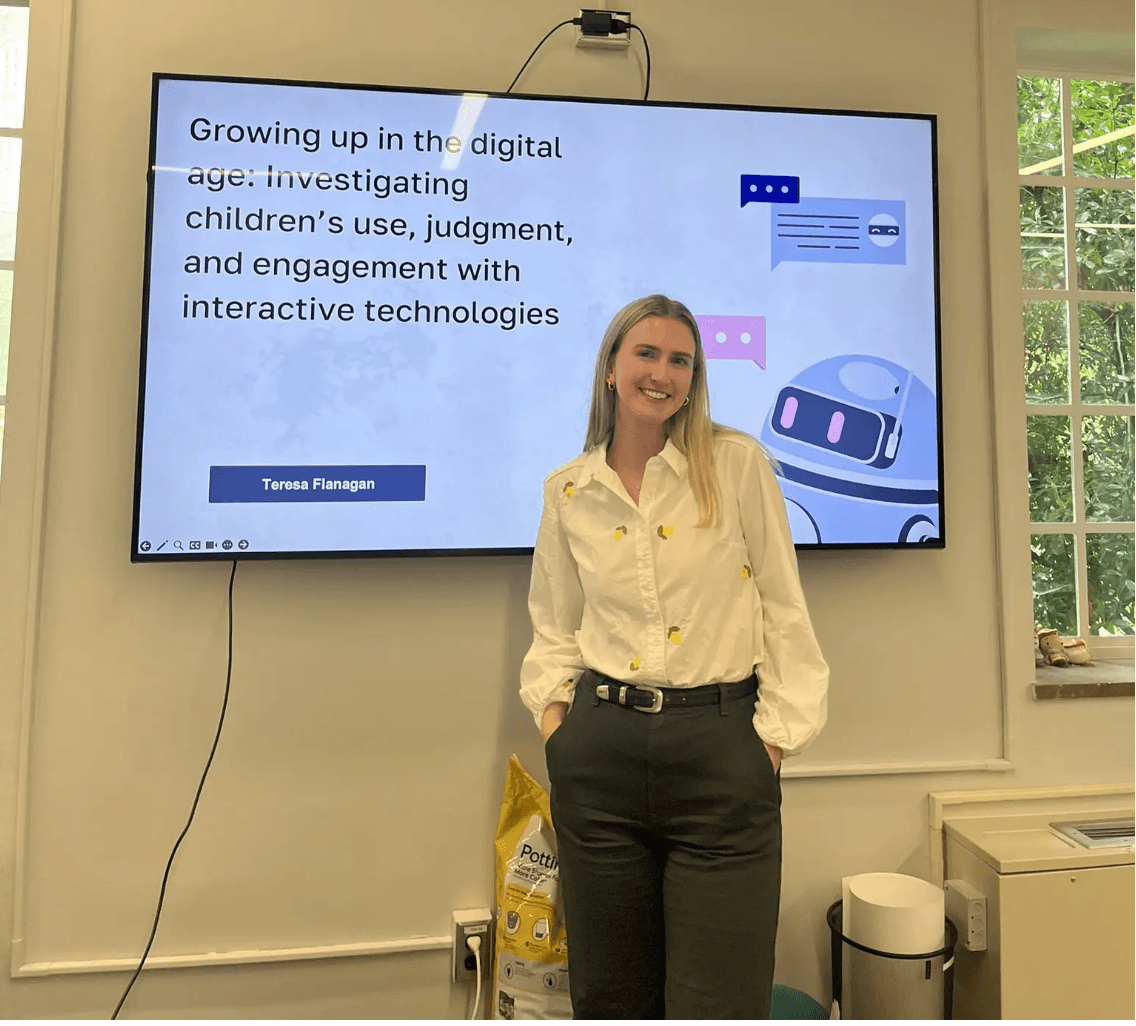 Dr. Teresa Flanagan presenting her research on children's interaction with digital technologies